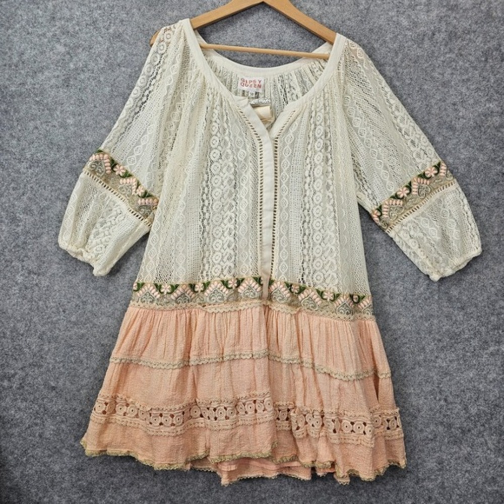 Cream and Blush Lace Mini Dress